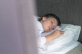 Young Beautiful Relaxation Woman Sleeping In Bed. Portrait Of Beautiful Female Resting On Comfortable Bed In Morning. People Sleep Royalty Free Stock Photo