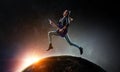 Young and beautiful rock girl playing the electric guitar Royalty Free Stock Photo