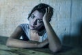 Young beautiful sad and depressed woman looking wasted and frustrated suffering pain and depression Royalty Free Stock Photo