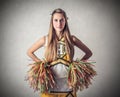 Young beautiful serious cheer-leader Royalty Free Stock Photo