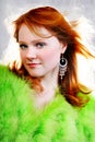 Young beautiful red woman in fur Royalty Free Stock Photo