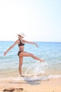 Young beautiful tanned blond woman in bikini Royalty Free Stock Photo