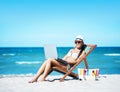 Young, beautiful, sporty and woman on the beach Royalty Free Stock Photo