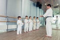 young, beautiful, successful multi ethical kids in karate positi Royalty Free Stock Photo