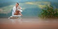 Young Beautiful Suntanned Woman relaxing next to a Swimming Pool Royalty Free Stock Photo