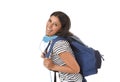 Young beautiful and trendy latin student girl carrying backpack smiling happy and confident Royalty Free Stock Photo