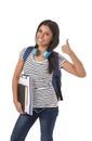 Young beautiful and trendy latin student girl carrying backpack smiling happy and confident Royalty Free Stock Photo