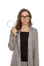 Woman with magnifying glass