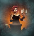 Young and beautiful witch making witchcraft Royalty Free Stock Photo