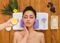 Young beautiful woman in aroma spa wellness center Royalty Free Stock Photo