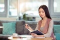 Young beautiful woman in cafe