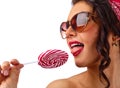 Young beautiful woman with candy Royalty Free Stock Photo