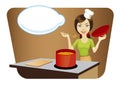 Young beautiful woman cooking in the kitchen