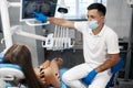 Young beautiful woman at the dental clinic at the doctorÃ¢â¬â¢s appointment