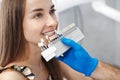 Young beautiful woman at the dental clinic at the doctorÃ¢â¬â¢s appointment