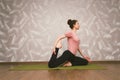 Woman practising yoga,home workout concept Royalty Free Stock Photo