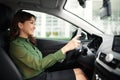 Young beautiful woman driving her car Royalty Free Stock Photo