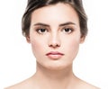 Young beautiful woman face close-up beauty portrait with healthy nature skin and perfect make-up Royalty Free Stock Photo