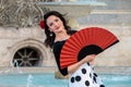 Young beautiful woman in a flamenco costume. Royalty Free Stock Photo
