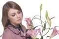 Young beautiful woman with flower Royalty Free Stock Photo