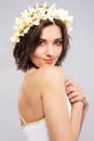 Young beautiful woman in flower crown Royalty Free Stock Photo