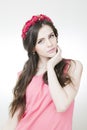 Young beautiful woman with flower wreath on head Royalty Free Stock Photo