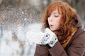 Young beautiful woman having fun in winter Royalty Free Stock Photo