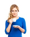 Young and beautiful woman holding a cup of coffee Royalty Free Stock Photo