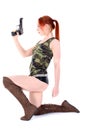 Young beautiful Woman holding Handgun Royalty Free Stock Photo
