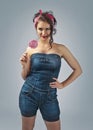 Young beautiful woman with Lollipop . Royalty Free Stock Photo