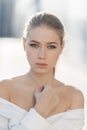 Portrait of a beautiful woman outdoors in summer