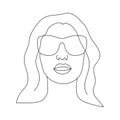 Young beautiful woman. One line drawing. Design element. Vector illustration isolated on white background. Template for books,