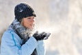 Young beautiful woman outdoor in winter Royalty Free Stock Photo