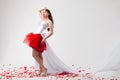 Young beautiful woman with petals of roses Royalty Free Stock Photo