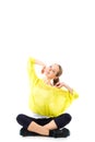 Young beautiful woman posing in a gym outfit. isolated Royalty Free Stock Photo