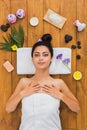 Young beautiful woman relax in aroma spa wellness center Royalty Free Stock Photo