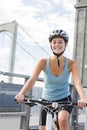 Young Woman Riding Bike outside Royalty Free Stock Photo