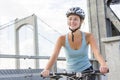 Young Woman Riding Bike outside Royalty Free Stock Photo