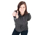 Young beautiful woman showing car keys on white background Royalty Free Stock Photo