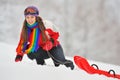 Young Beautiful Woman and sledge Royalty Free Stock Photo