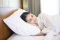 Young beautiful woman sleeping in her bed at home Royalty Free Stock Photo