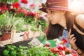 Young beautiful woman smelling flowers Royalty Free Stock Photo