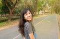 Young beautiful woman smile in the autumn