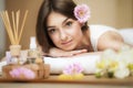 Young beautiful woman on the spa. Aroma oil and butter. Nice look. The concept of health and beauty. Better In the spa salon. Royalty Free Stock Photo