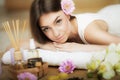 Young beautiful woman on the spa. Aroma oil and butter. Nice look. The concept of health and beauty. Better In the spa salon. Royalty Free Stock Photo