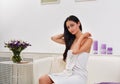 Young beautiful woman in spa wellness center Royalty Free Stock Photo