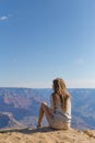 Young beautiful woman traveling, Grand Canyon, USA Royalty Free Stock Photo