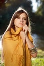 Young beautiful woman wear scarf Royalty Free Stock Photo