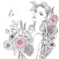 Young beautiful woman wirh flowers