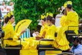 Young and beautiful women on a horse drawn carriage during the the April Fair of Seville Royalty Free Stock Photo